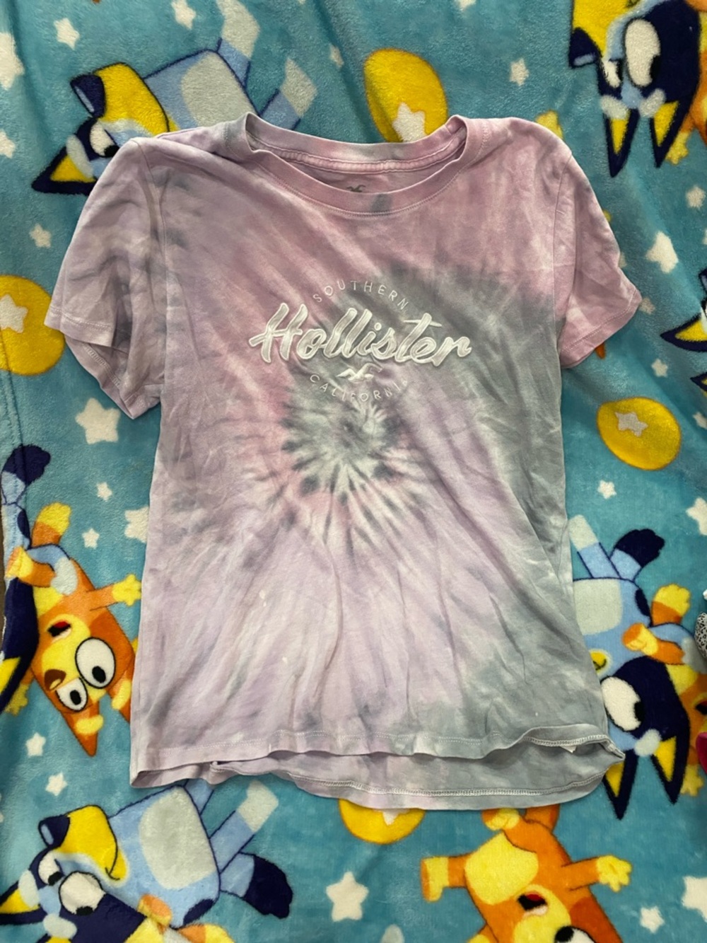 Hollister Lavender and Gray Tie-Dye Logo Tee